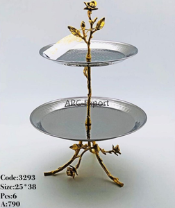 Support à gâteaux en acier inoxydable et dôme en verre et bols de couverture de gâteaux support à gâteaux en métal de conception de Designer avec un Design plaqué - Product Image 4