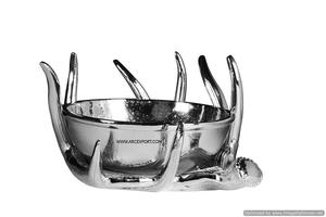 Bol en acier martelé nickel poli avec support en laiton plaqué or Bol à mélanger décoratif vintage pour accessoires de cuisine à domicile - Product Image 4