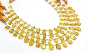 Saphir jaune naturel à facettes forme fantaisie pierre saphir 7 pouces perles - Product Image 6