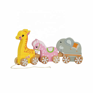 Jouet de train à tirer pour enfants avec des formes d'animaux en bois et en caoutchouc Emballage de boîte avec logo imprimé pour bébés - Product Image 2