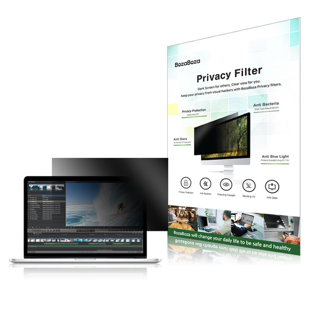 (BOZABOZA) 13.3" A/B Privacy Screen Filter 13.3 WA/13.3 WB 2.5D Grade AAA 0.45mm Matt/Glossy 98.99% Black PET Anti-Glare Sgs KR