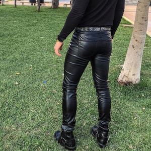 Pantalon en cuir véritable, personnalisé pour hommes, sur mesure, en peau de mouton et cuir PU, Long, taille sur mesure - Product Image 2