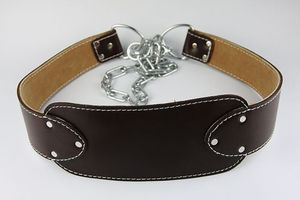 Ceinture d'haltérophilie en cuir de vachette unisexe avec design durable antidérapant Logo et couleur personnalisables avec chaîne en acier en gros inclus - Product Image 2