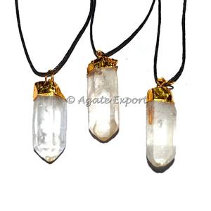 Pendentifs de mode de collier plaqué par point naturel en cristal - Product Image 1