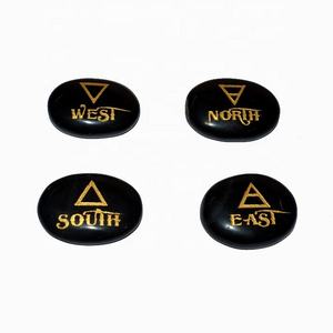 Dirección elemental ágata negra Reiki piedra Natural forma ovalada Feng Shui tallado grabado mascota - Product Image 1