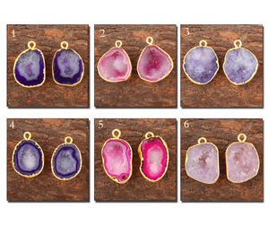 Pendentif en or mat pour fabrication de bijoux, 30 pièces, usine, vente directe, rose, géode, druse, connecteur, fabrication de bijoux, bricolage - Product Image 3