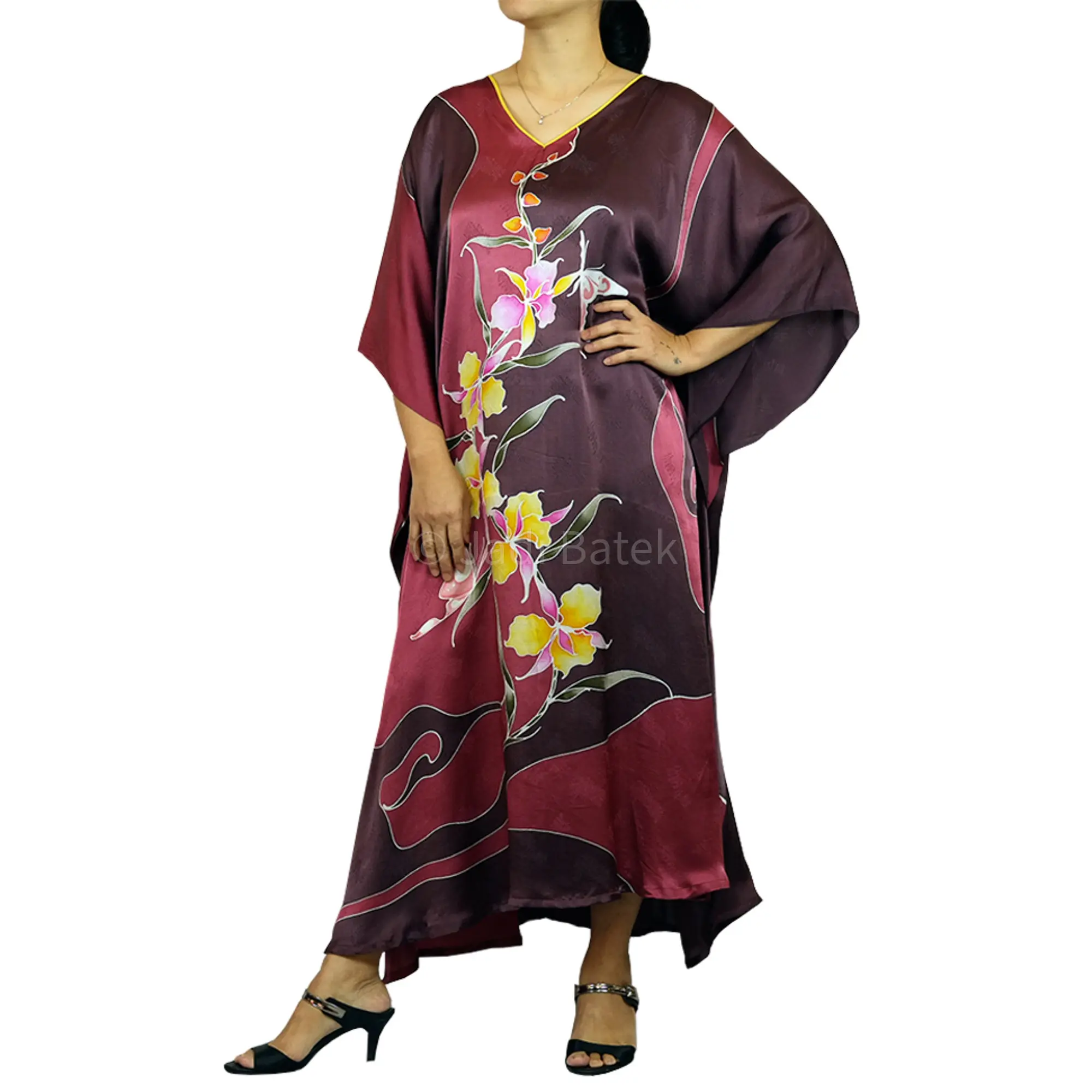 Authentique dessiné À la Main Batik Soie Caftan