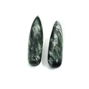 Natural Seraphinite 30x8mm Drop Smooth 28.10 Carat Gemstone Beads For Making Jewelry Ishu Gems IG20999