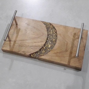 Greatest Quality Wood <b>Epoxy</b> Resin Tray <b>Table</b> <b>Top</b> Wood Made Serving Tray Elegant Rectangle Shape Wood Resin Tray Serving Used - Product Image 2