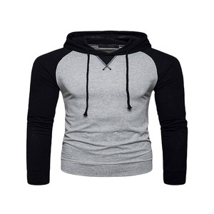 Vente en gros OEM Anti-rides pour hommes 100% coton polaire Color Block Sweat à capuche pull gris noir avec cordon de serrage élégant sweat à capuche décontracté - Product Image 1