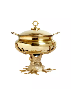 Assiette à pétrir en laiton antique, fournitures de Restaurant et d'hôtel, équipement de Buffet, plats à hacher ronds, restauration de service - Product Image 2