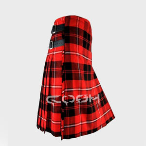 Kilt écossais traditionnel à carreaux en tartan rouge avec lanières en cuir réglables et boucles résistantes à la rouille - Product Image 2