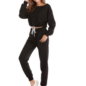 Nuevas llegadas para mujer de talla grande peso pesado sólido media cremallera manga larga Crop Slim pantalones 2 piezas conjunto reflectante ecológico - Product Image 1