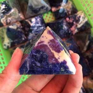 Adornos piramidales de cristal de sodalita tallada al por mayor, piedras preciosas de ágata semipreciosas naturales para decoración del hogar, meditación Reiki - Product Image 3