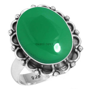 แหวนพลอยสไตล์โบโฮวินเทจสำหรับผู้หญิงแหวนพลอยสีเขียวทันสมัยโลหะผสมที่ผ่านการรับรองสำหรับบุคคลที่สาม - Product Image 1
