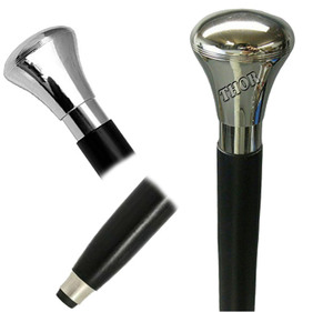 Vintage Chrome <b>Walking</b> Cane with Aluminum Brass <b>Handle</b> Knob Wooden <b>Walking</b> <b>Stick</b> Morning Walks Hiking Elegant Decorative Gift - Product Image 6