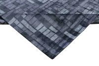 Handgefertigter blauer rechteckiger gerippter Woll-Seiden-Tibet-Teppich mit Schlingenflor, Schnittflor, gestreiftem Muster, umweltfreundlich, rutschfest, wasserdicht