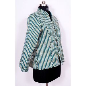 Veste réversible pour homme et femme, style bohémien, unisexe, tenue indienne, Kantha imprimé Floral, matelassé à la main - Product Image 5