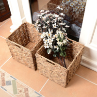 Ensemble de 3 paniers de rangement multifonctionnels écologiques, paniers en jacinthe d'eau naturelle tressée, boîte organisatrice, panier à linge, décoration intérieure