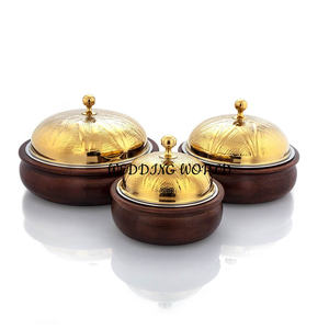 Pot en bois fini or et argent Casserole faite à la main d'excellente qualité Réchauffeur d'aliments en gros de créateur le plus vendu - Product Image 2