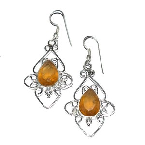 Boucles d'oreilles en agate de guérison en gros, avec cristaux et strass, unisexe - Product Image 1