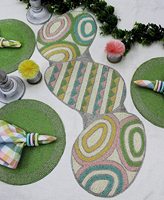 Chemin de table en polyester 100% fait main, perlé et tricoté, réutilisable et durable, motif lapin de Pâques, pour le printemps, le déjeuner, le dîner et les célébrations