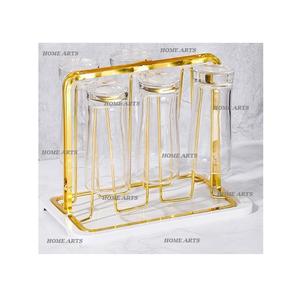 Porte-gobelet en verre couleur or de qualité supérieure porte-gobelet en verre en métal de conception la plus récente pour la cuisine, la maison et l'hôtel - Product Image 1