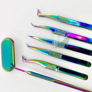 แหนบปลายขนตาสำหรับต่อขนตาแหนบสเตนเลสสีรุ้งทรงแหลมทนทานแบบญี่ปุ่นชั้นเยี่ยม - Product Image 3