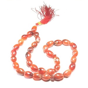 Cuentas Sueltas de Cornalina Roja Natural de 33 Piezas, Cuentas Ovaladas de 8mm, Piedras Preciosas de Ágata, Hebras de Piedras Pulidas Rojas - Product Image 2