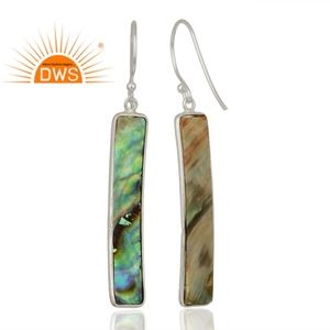 Pendientes de plata de ley fina con forma de barra, pendientes de concha de abulón Natural, GEMA, fabricante de joyería - Product Image 2