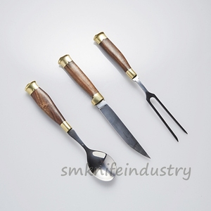 Juego de cubiertos de cocina de acero inoxidable forjado a mano, personalizado, 3 con kit de cuero (Smk1962) - Product Image 3