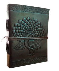 Cuaderno de Cuero Vintage de Tapa Dura Marrón Oscuro con Grabado Clásico Hecho a Mano al por Mayor, Hermosa Textura con Estampado de Pavo Real, Personalizable - Product Image 2