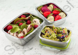 Contenedores de acero inoxidable para almacenamiento de alimentos, fiambrera reutilizable de 3 piezas con tapa - Product Image 2