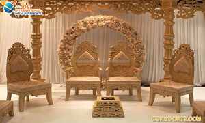Royal Paisley เก้าอี้แมนเด็บสำหรับงานแต่งงานเก้าอี้ไม้สไตล์อินเดียเก้าอี้แมนดา็ปแกะสลักไม้ล่าสุดสำหรับงานแต่งงาน - Product Image 3