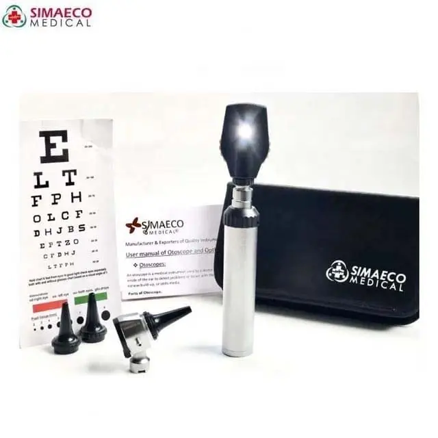 Super Simaeco-otoscopio especial y oftalmoscopio, conjunto de instrumentos de diagnóstico para ojos con estuche de cuero
