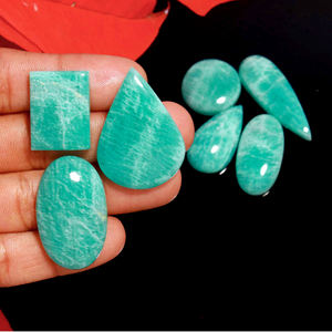 Cabochons ovales en pierre précieuse naturelle, boucles d'oreilles en amazonite brute, gros pierre précieuse - Product Image 2