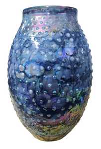 Venta caliente personalizado hecho a mano decorativo centro de mesa florero de cristal de alta calidad ovalado azul mármol moderno para - Product Image 4