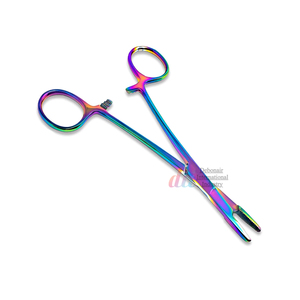 Portaagujas quirúrgico Olsen Hegar de 5,5 pulgadas con revestimiento de titanio multicolor | Mordazas dentadas cruzadas con ranura | Acabado arcoíris - Product Image 2
