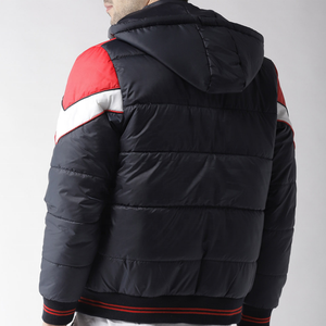 Nouvelle conception, veste d'hiver rembourrée imperméable à blocs de couleur en tricot respirant pour hommes grandes tailles avec fermeture éclair - Product Image 5