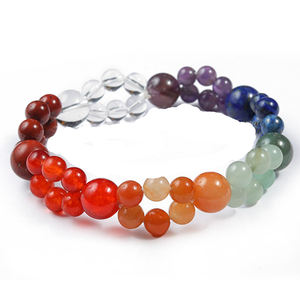 Chakra Stones Bracelet de pierres précieuses extensible à double ligne Cadeau d'affaires fait à la main au prix de gros des exportations Prime Agate - Product Image 2