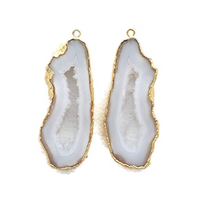 Geode Slice Druzy Boucles d'oreilles plaquées or Bijoux New Finding Pair Connector Jewelry Findings & Components Earring Connectors - Product Image 1