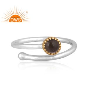 Anillo apilable de piedras preciosas de cuarzo ahumado Natural de Plata de Ley 925 fina para mujer, joyería para mujer, regalo para ella - Product Image 2