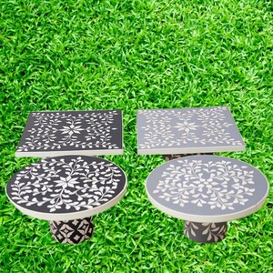 ที่วางขนมแบบเรซินแบบชั้นเดียวถาดใส่เค้กหลากสีสไตล์อินสแตนด์ประดับมุกเครื่องมือในครัวแบบยั่งยืน - Product Image 6