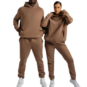 Ensemble de survêtements unisexes en coton 100 % respirant et anti-humidité à carreaux, comprenant un sweat à capuche oversize et un pantalon de jogging - Product Image 5