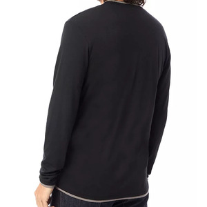 T-shirt homme en coton à manches longues noir décontracté, vente chaude OEM, tissus de marque utilisés - Product Image 4