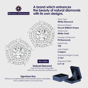 ขายดีต่างหูโซลิแทร์ทองคำขาว10K ฝังเพชรธรรมชาติจากผู้ผลิตที่เชื่อถือได้ - Product Image 4