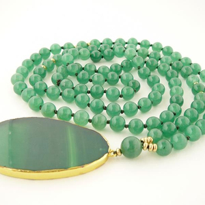 Collier Mala en Agate Verte Fait Main Bonheur - Product Image 1