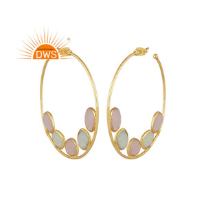 Wholesale 18k Yellow Gold Plated Hoop <b>Earrings</b> for Womens Jewelry Gemstone Hoop <b>Earrings</b> Manufacturer - Product Image 1