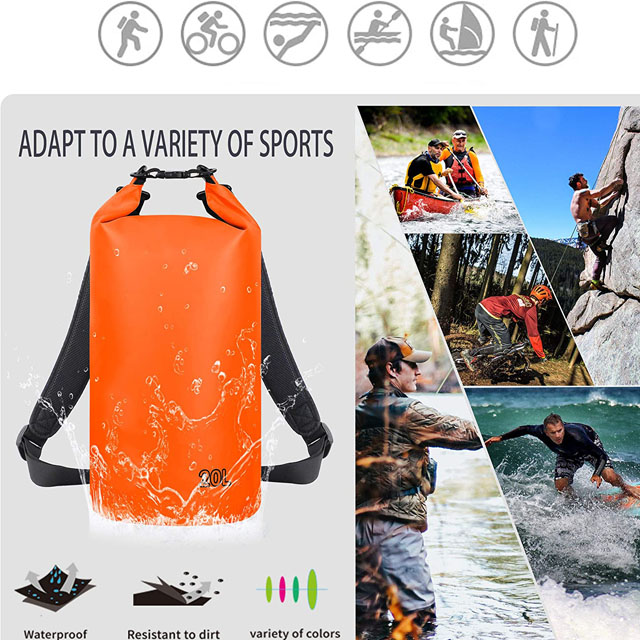waterproof dry backpack  PVC Rafting Sports Kayaking Travel 20L Dry Bag Waterproof Backpack