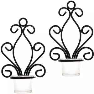 เชิงเทียนติดผนังโลหะสีดำตกแต่งสวยงาม - Product Image 1